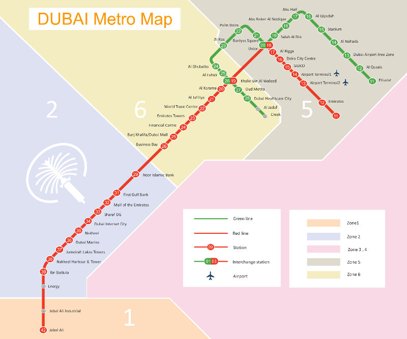 plan metro dubaï